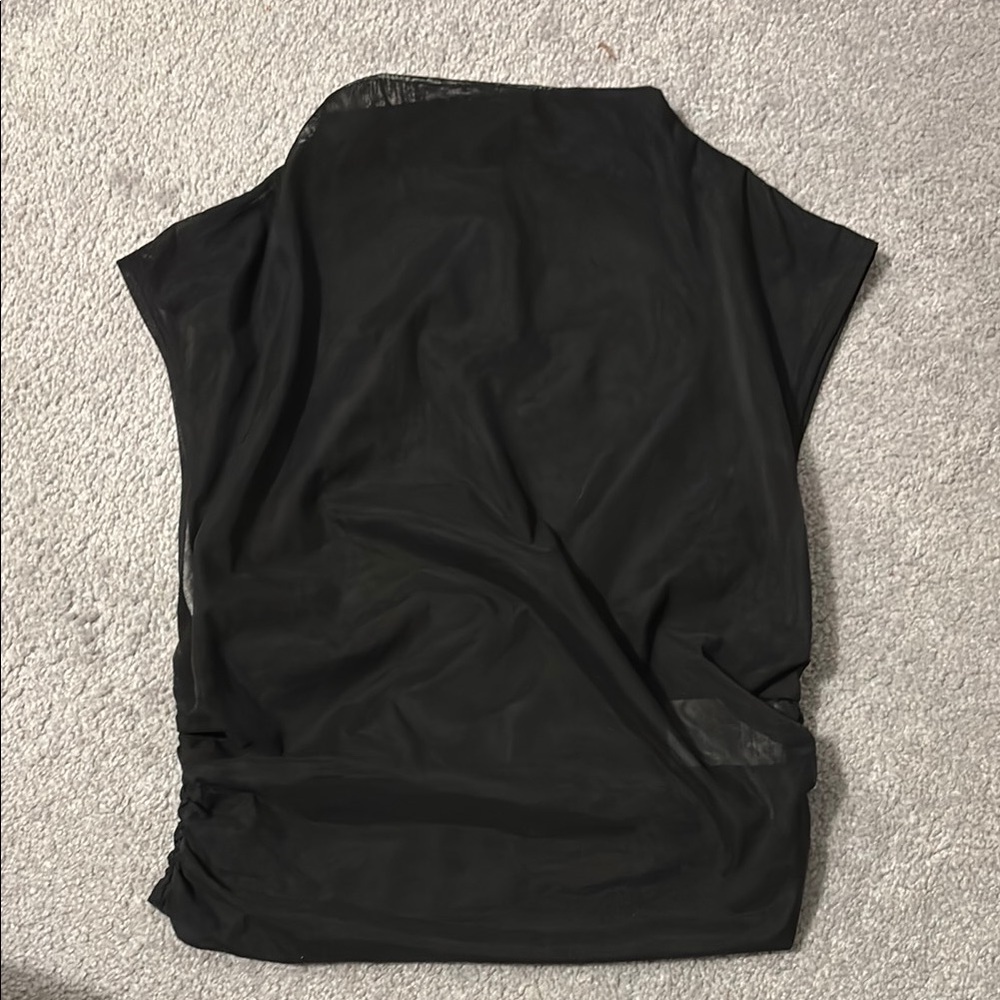 Reformation black mesh top
